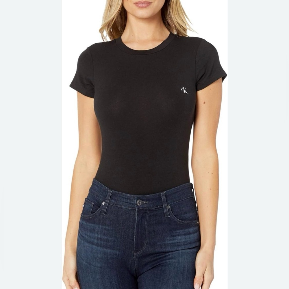 Calvin Klein Black Bodysuit  Short Sleeves SZ S EUC